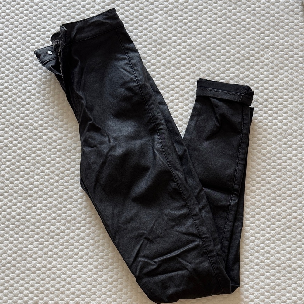 Missguided Black High Rise Women Leather Jeans